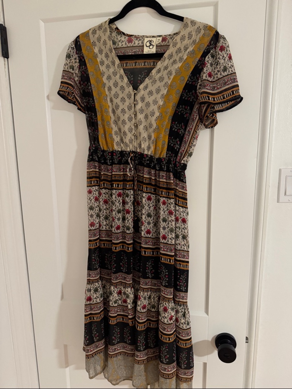 Anthropologie Boho Floral Print Midi Dress in